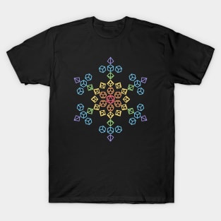 Snowflake Rainbow Polyhedral Dice T-Shirt